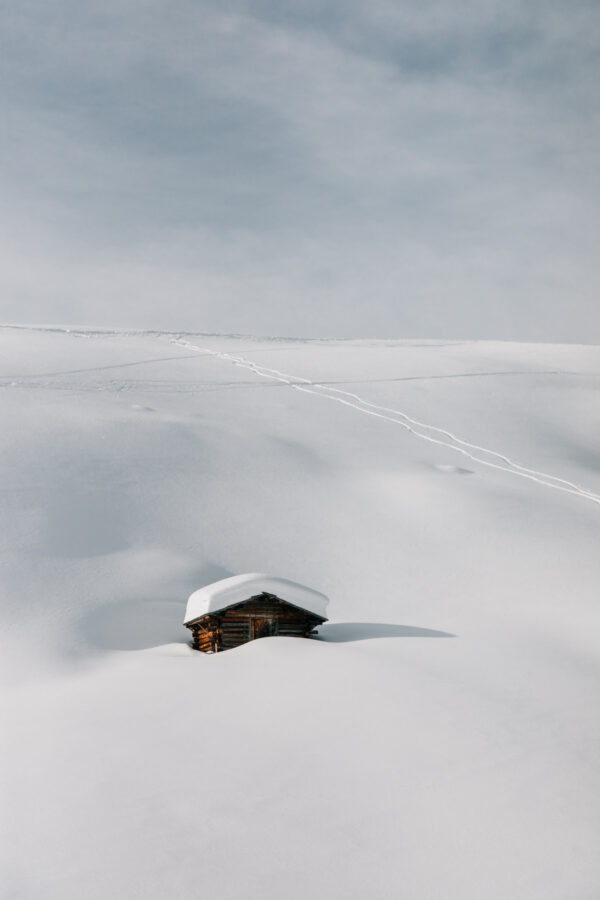 kleine Hütte im Schnee bei Gargellen